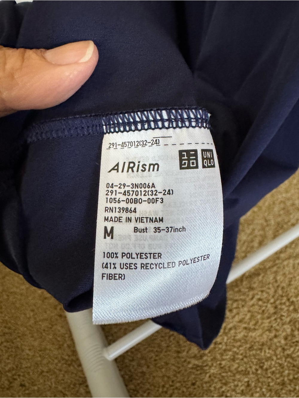 Uniqlo AIRism Navy Sleeveless Maxi Dress M GUC (160) - Picture 5 of 8